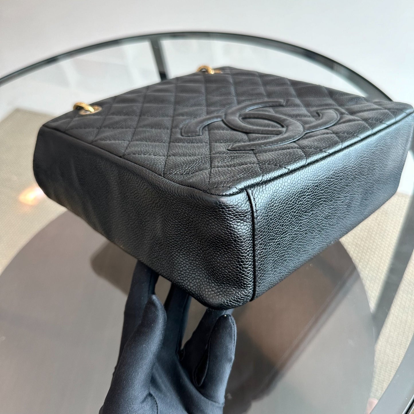 PST Caviar Petite Shopping Tote Black GHW No 10