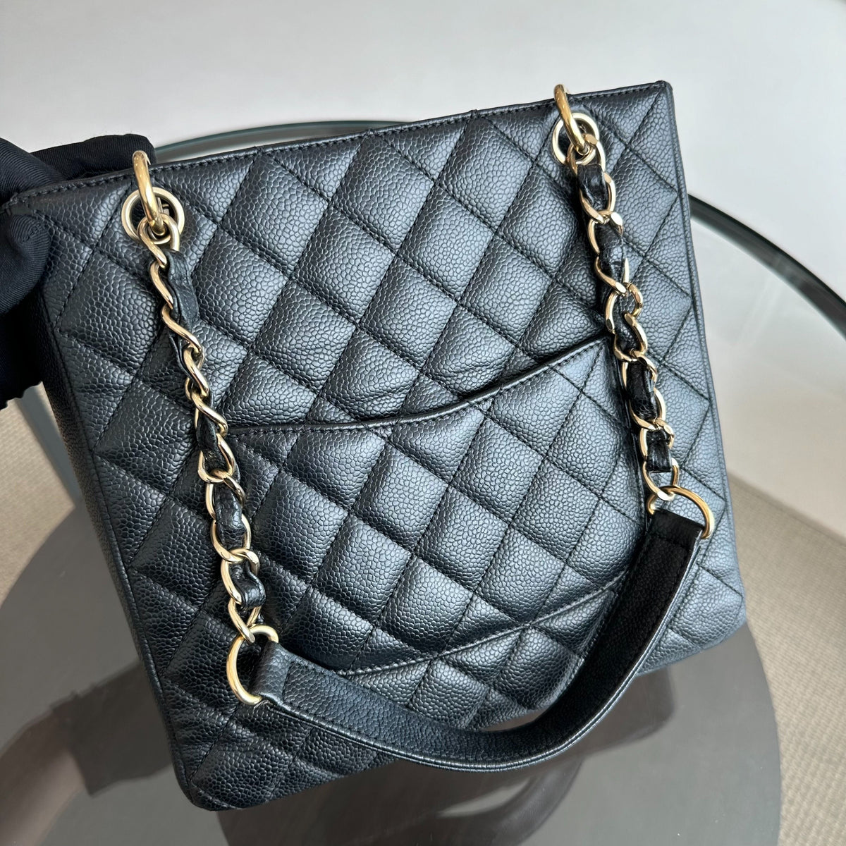 PST Caviar Petite Shopping Tote Black GHW No 11