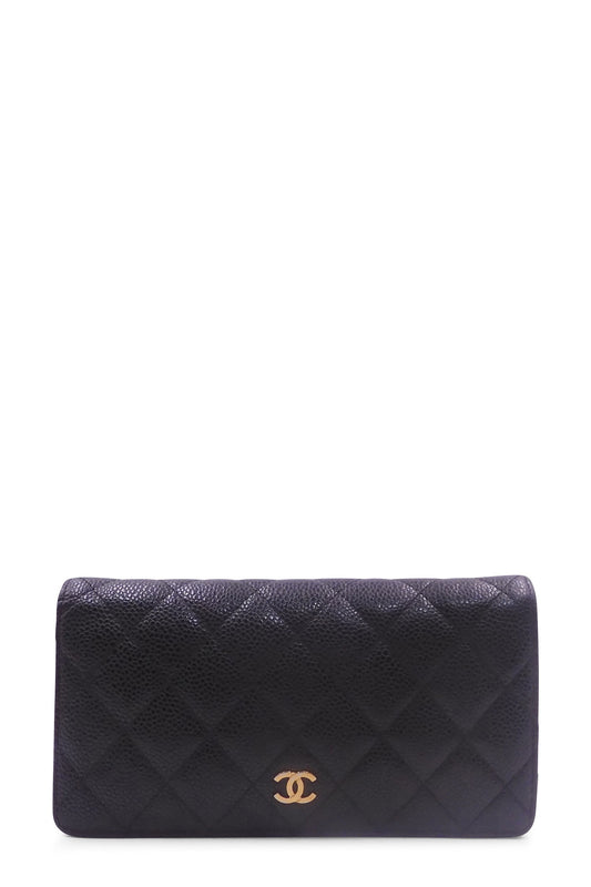 Quilted Bifold Yen Wallet Black