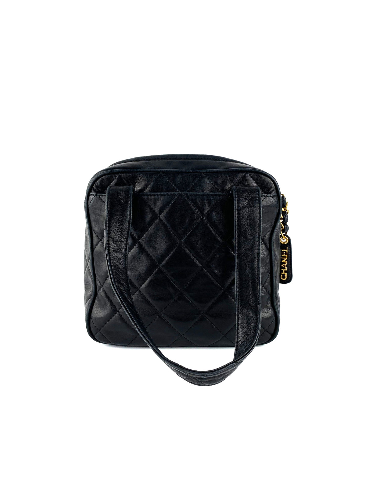 Chanel Black Vintage Quilted Square Tote Bag