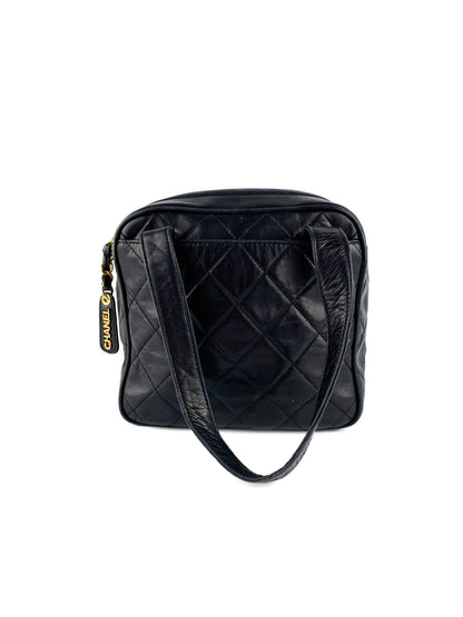 Chanel Black Vintage Quilted Square Tote Bag