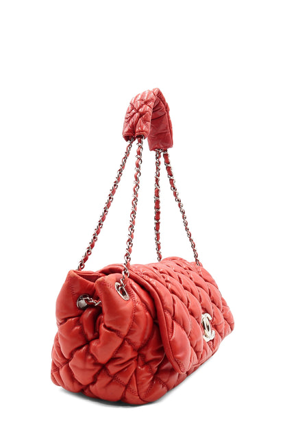 Quilted Bubble Accordion Flap Bag Red