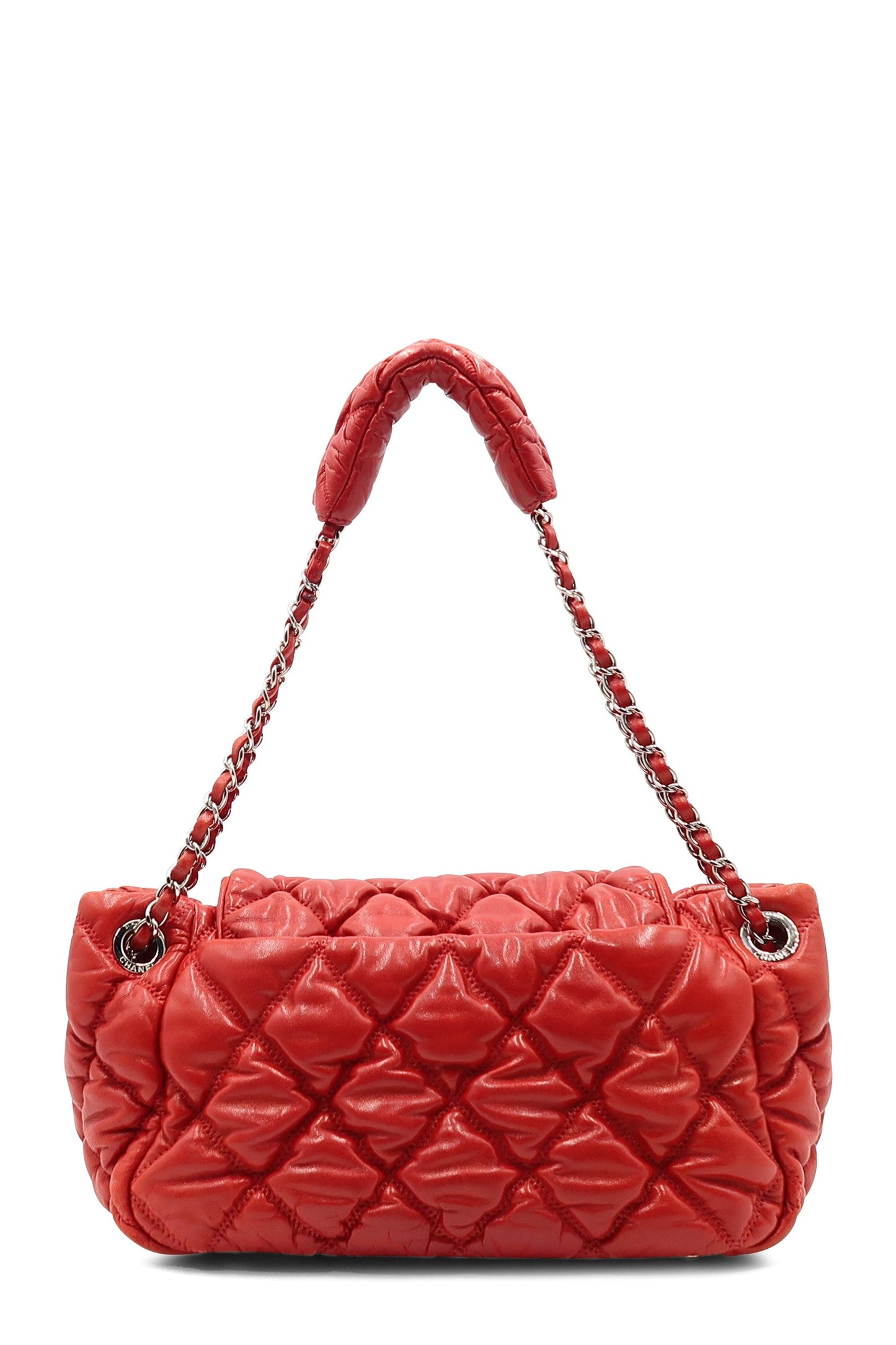 Quilted Bubble Accordion Flap Bag Red