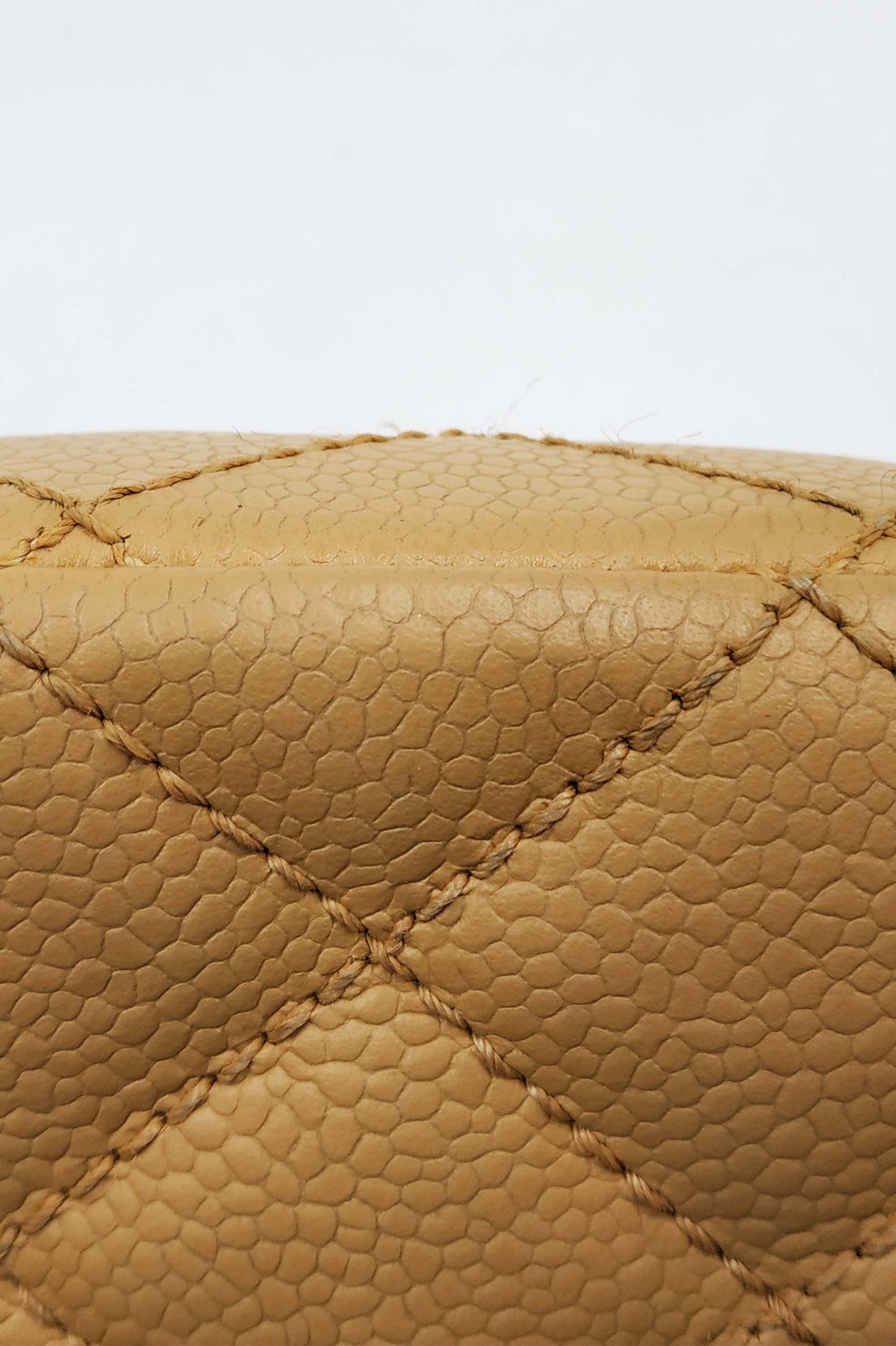 Quilted Caviar Camera Bag Beige