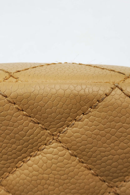 Quilted Caviar Camera Bag Beige