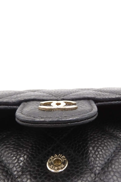 Quilted Caviar Classic Compact Wallet Black