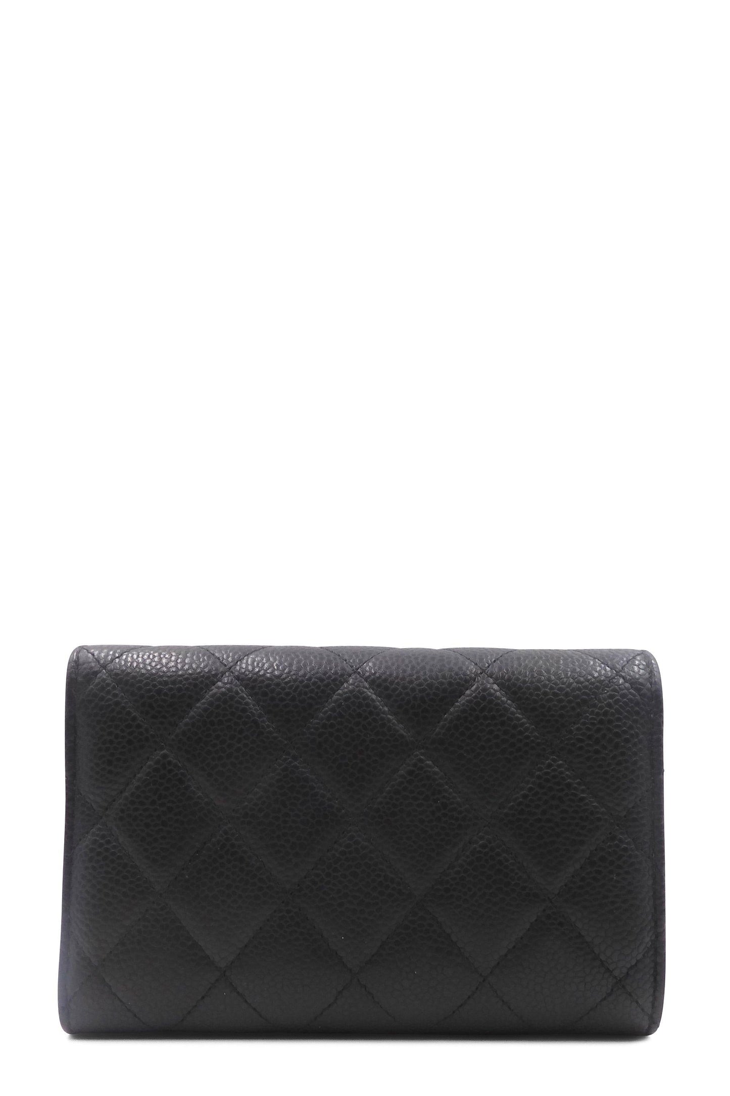 Quilted Caviar Classic Compact Wallet Black