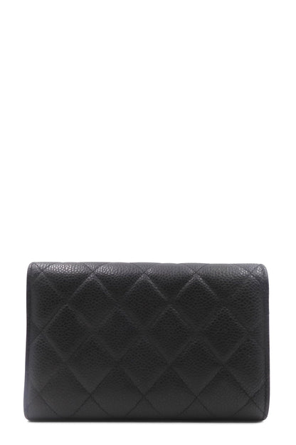 Quilted Caviar Classic Compact Wallet Black