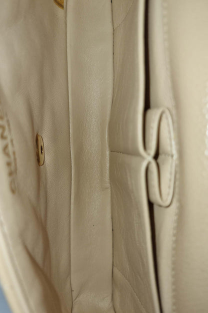Quilted Caviar East West Flap Bag Beige with Gold Hardware