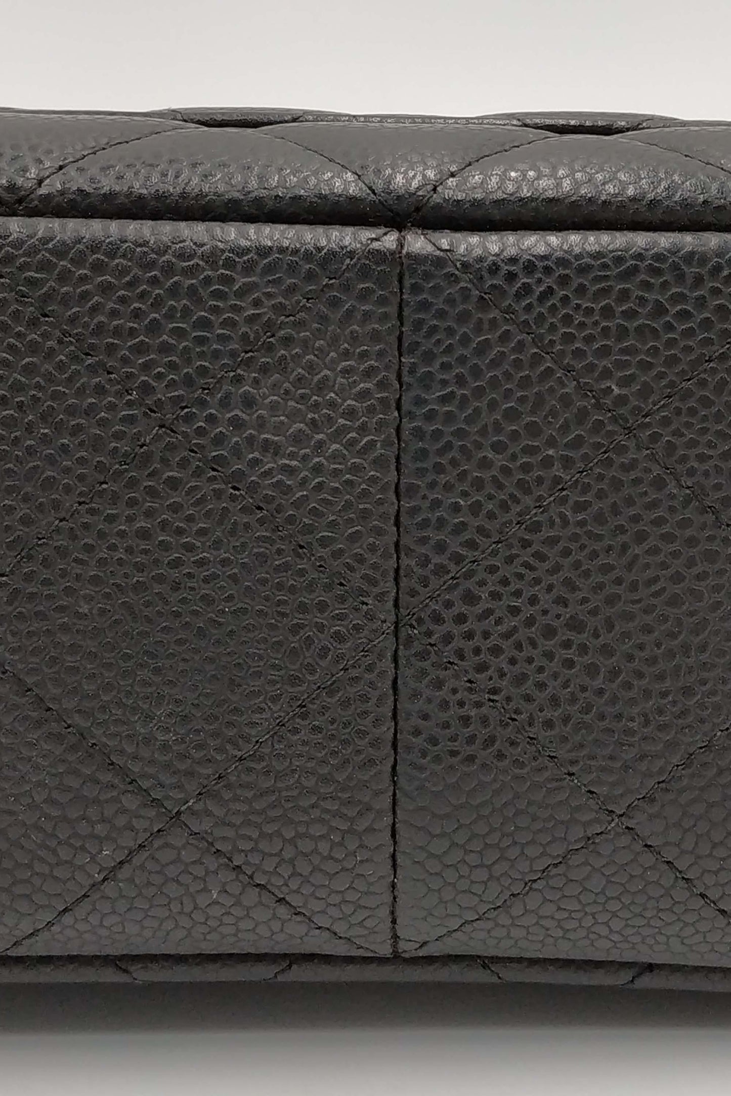 Quilted Caviar Jumbo Classic Single Flap Bag Black with Gold Hardware