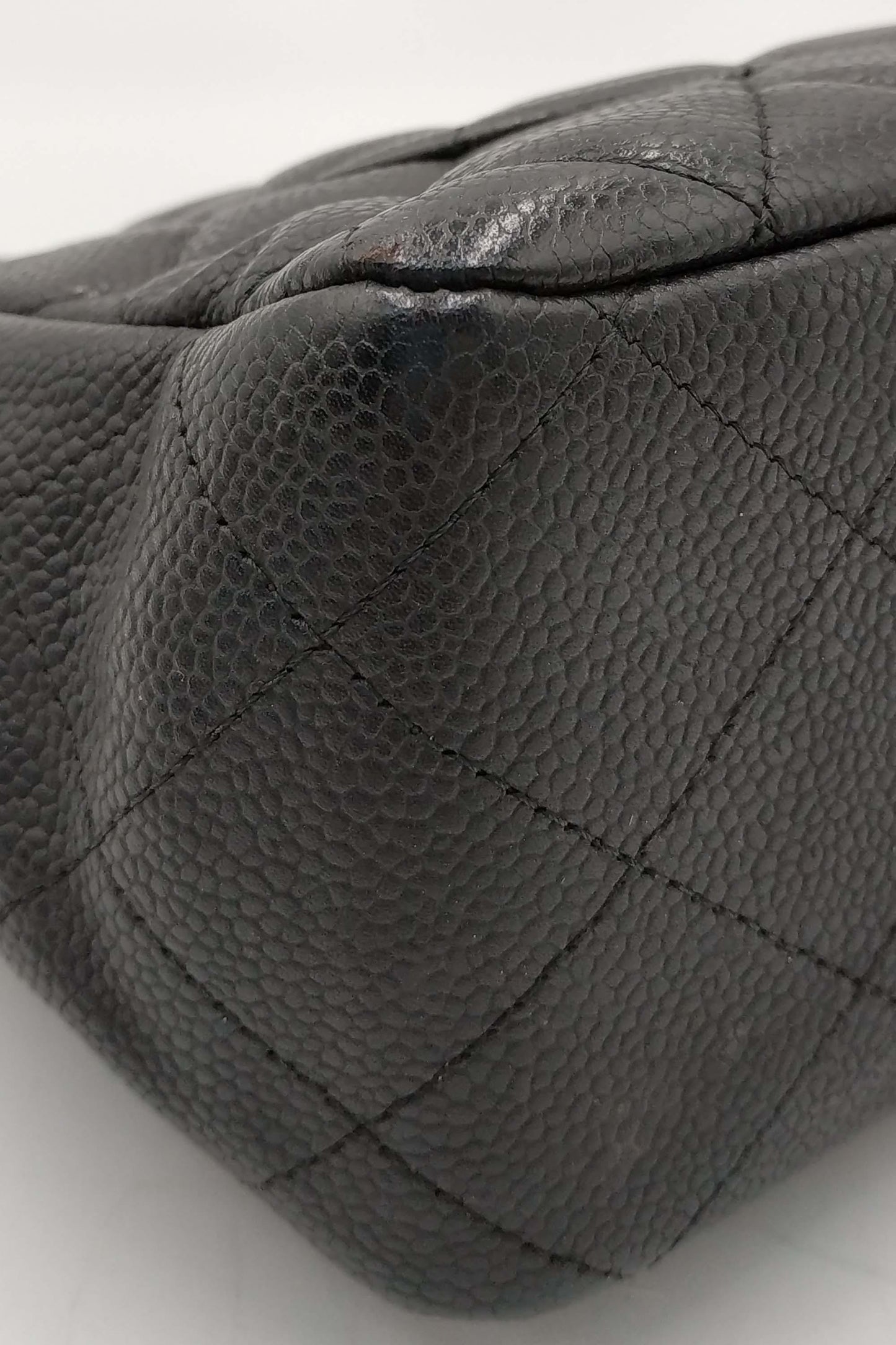 Quilted Caviar Jumbo Classic Single Flap Bag Black with Gold Hardware