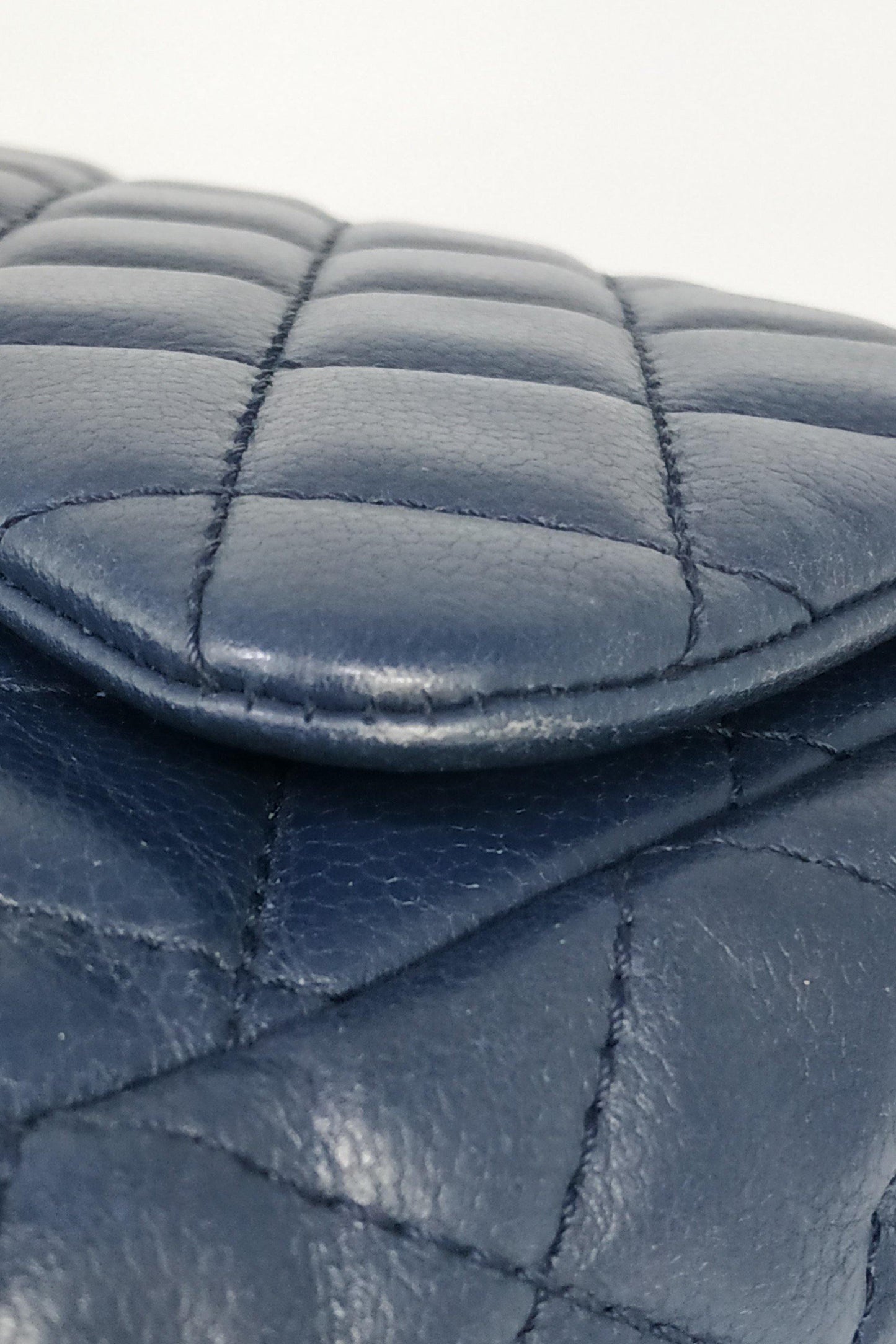 Quilted Caviar Jumbo Classic Single Flap Bag with Silver Hardware Blue