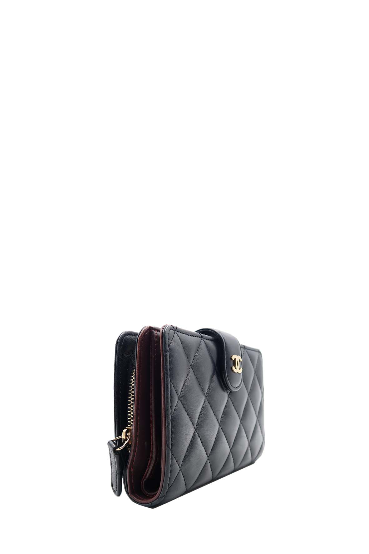 Quilted CC French Purse Wallet Black