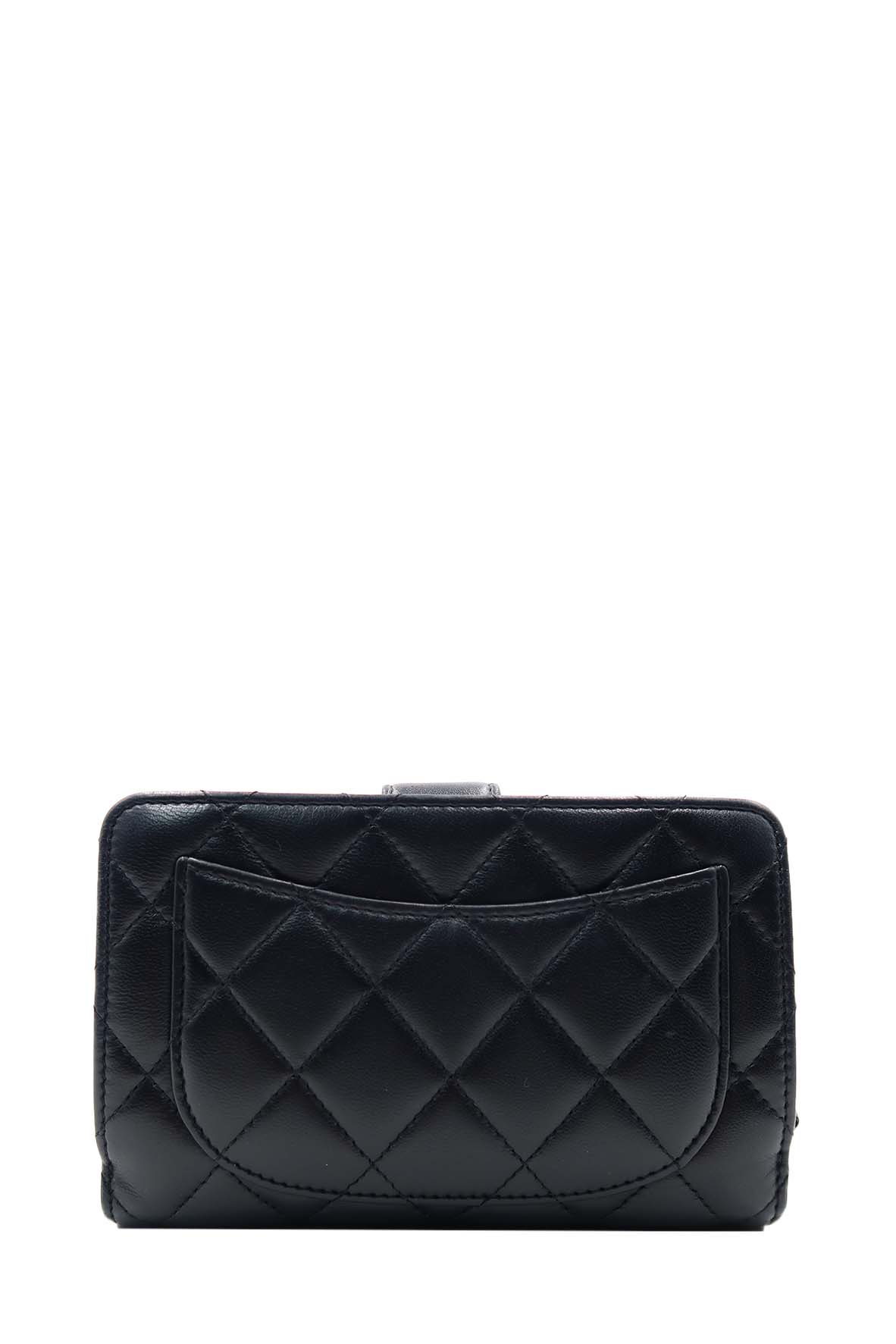 Quilted CC French Purse Wallet Black