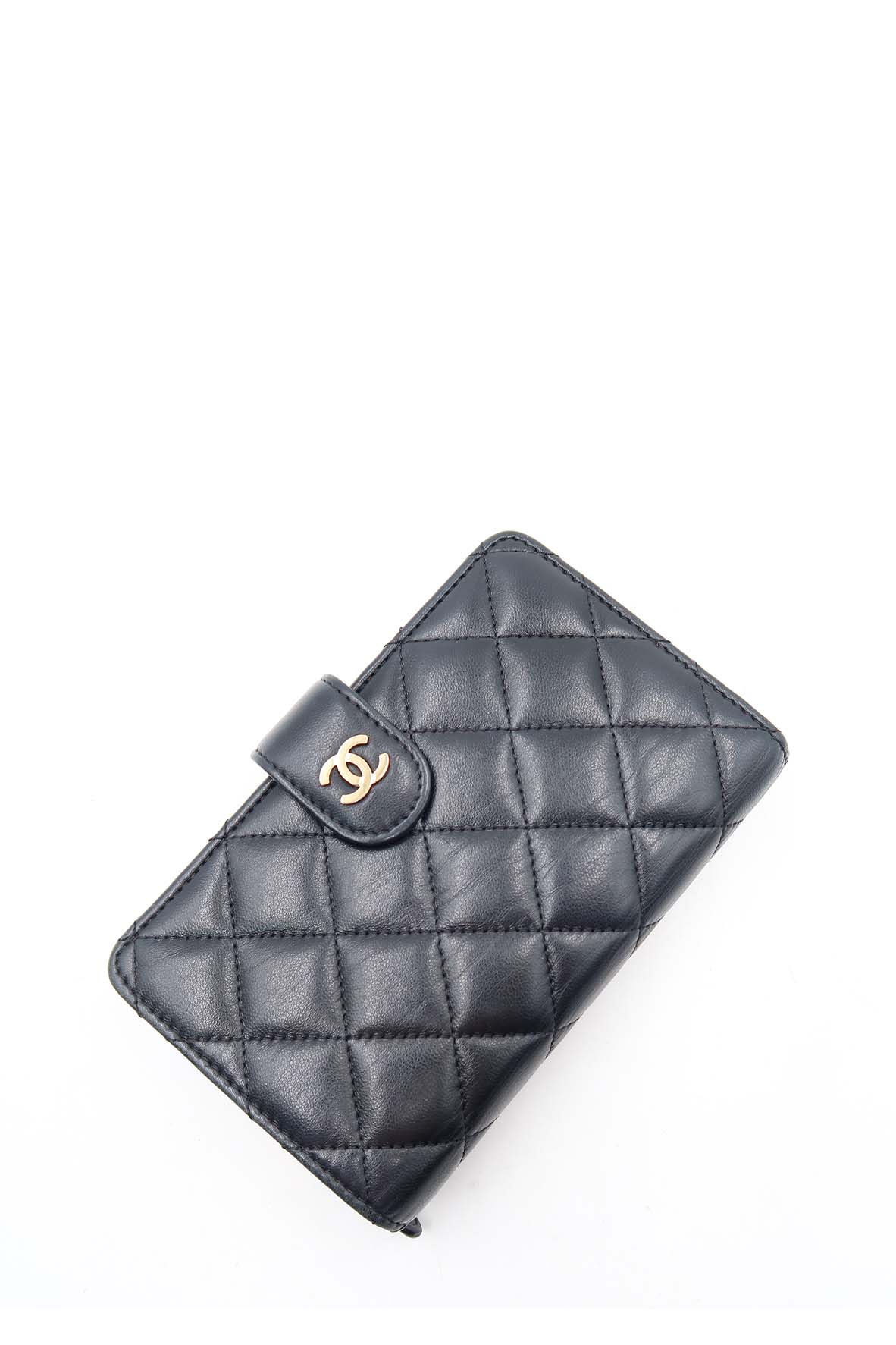 Quilted CC French Purse Wallet Black