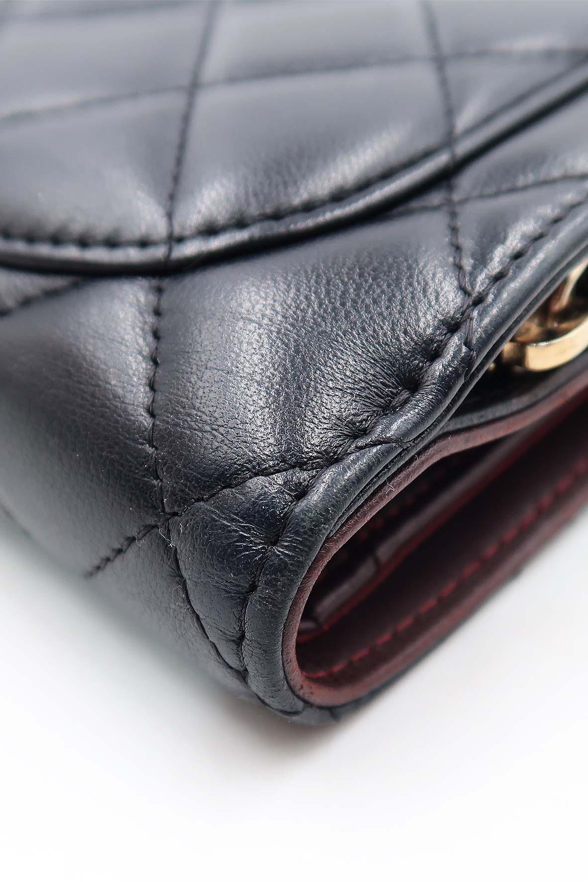 Quilted CC French Purse Wallet Black