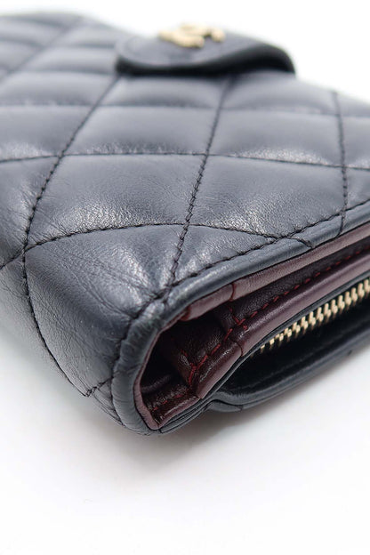 Quilted CC French Purse Wallet Black