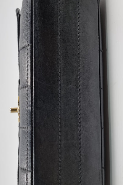 Quilted Chocolate Bar Single Flap Bag  Black