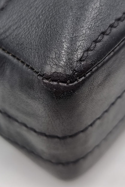 Quilted Chocolate Bar Single Flap Bag  Black