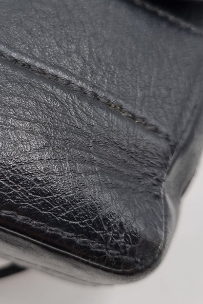 Quilted Chocolate Bar Single Flap Bag  Black