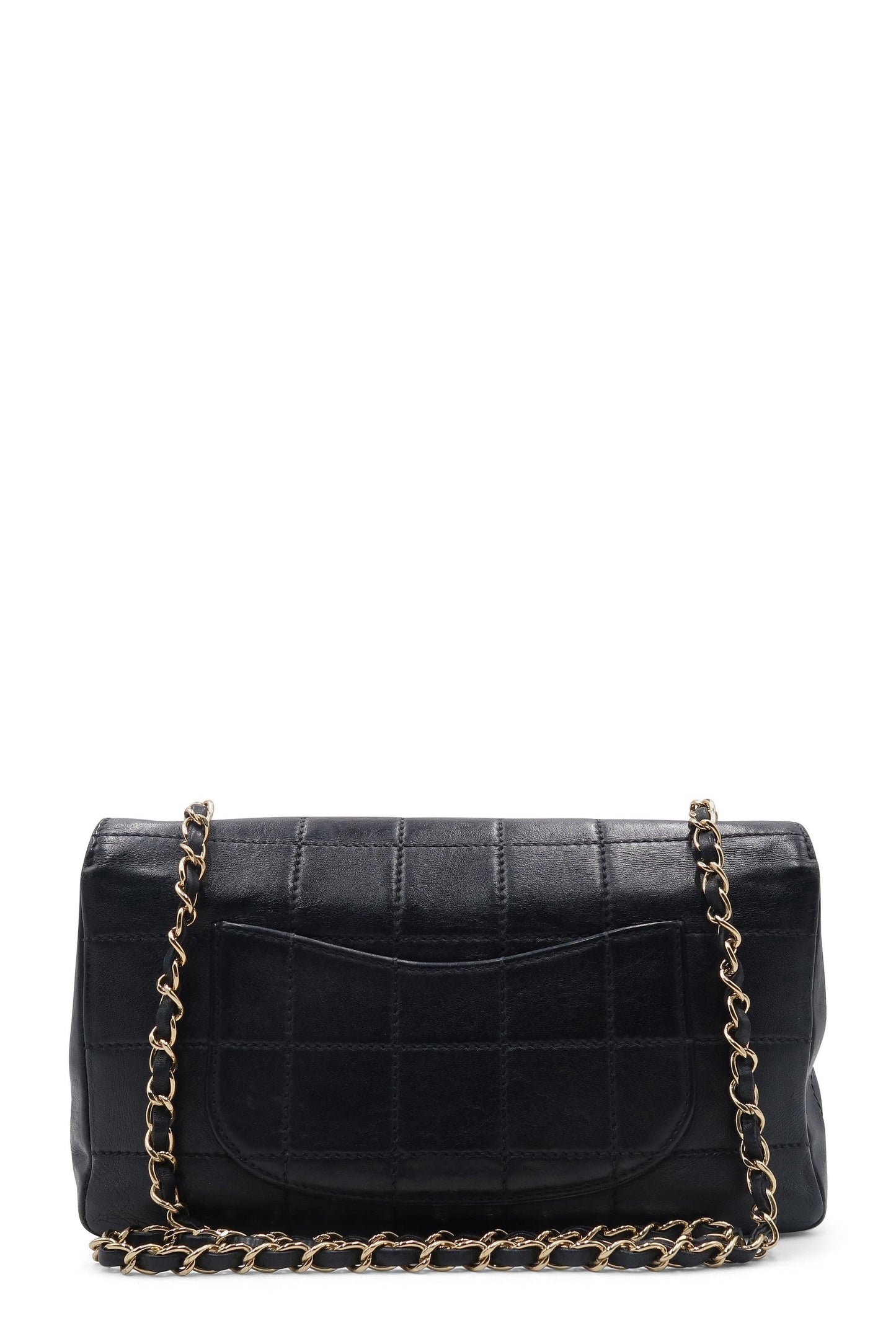 Quilted Chocolate Bar Single Flap Bag  Black