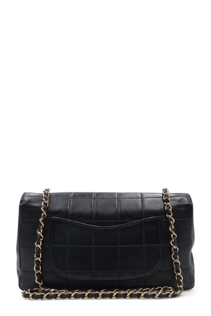 Quilted Chocolate Bar Single Flap Bag  Black