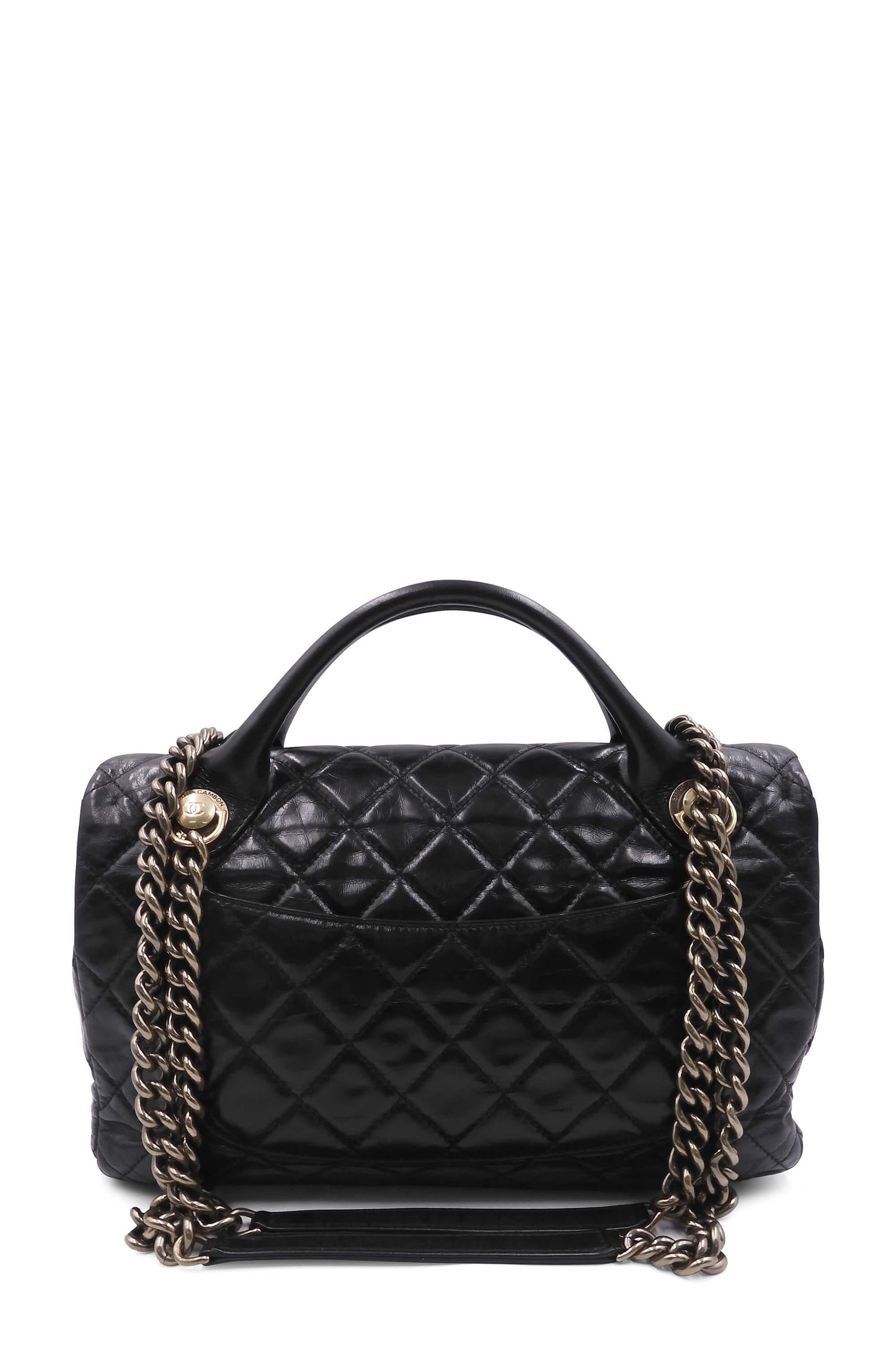 Quilted Glazed Medium Castle Rock Flap Bag Black