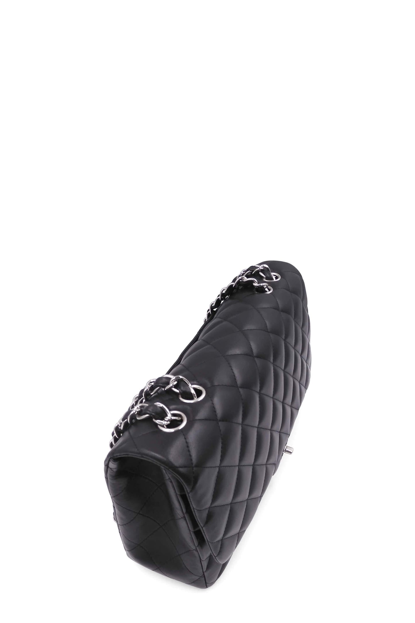 Quilted Lambskin Jumbo Classic Flap Bag Black with Silver Hardware