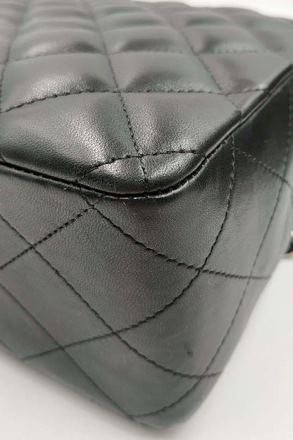 Quilted Lambskin Jumbo Classic Flap Bag Black with Silver Hardware