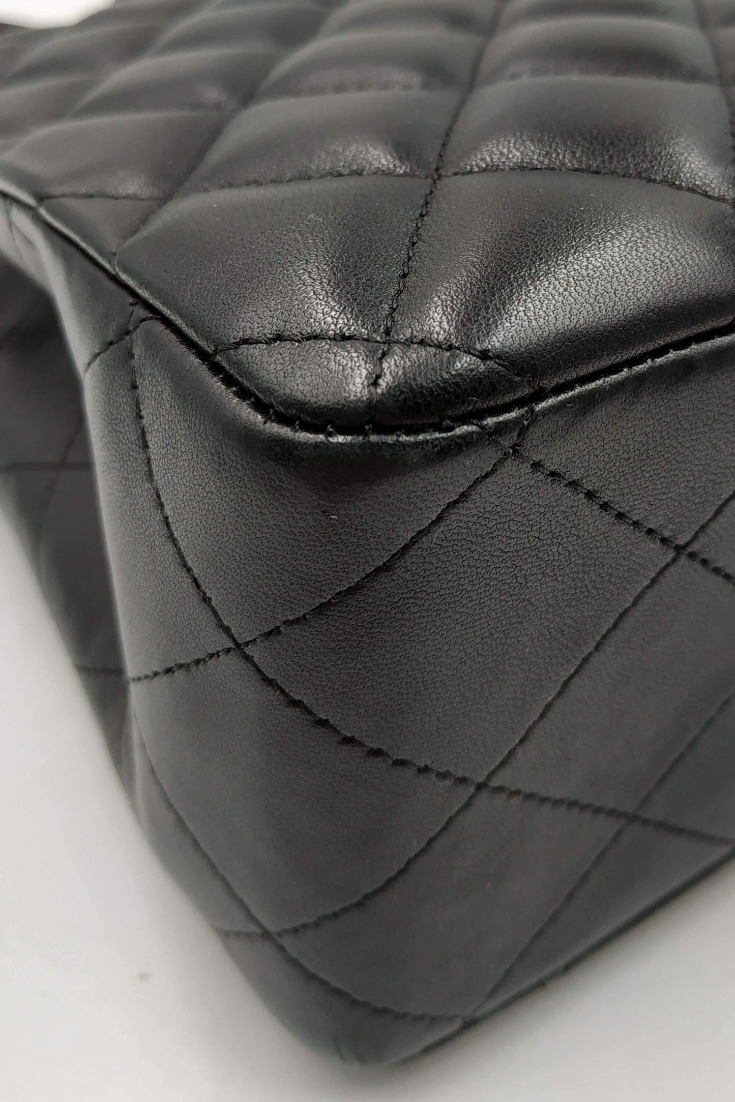 Quilted Lambskin Jumbo Classic Flap Bag Black with Silver Hardware