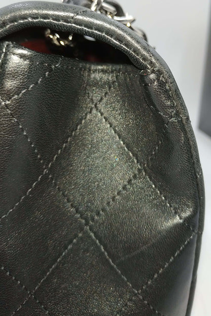 Quilted Lambskin Jumbo Classic Flap Bag Black with Silver Hardware