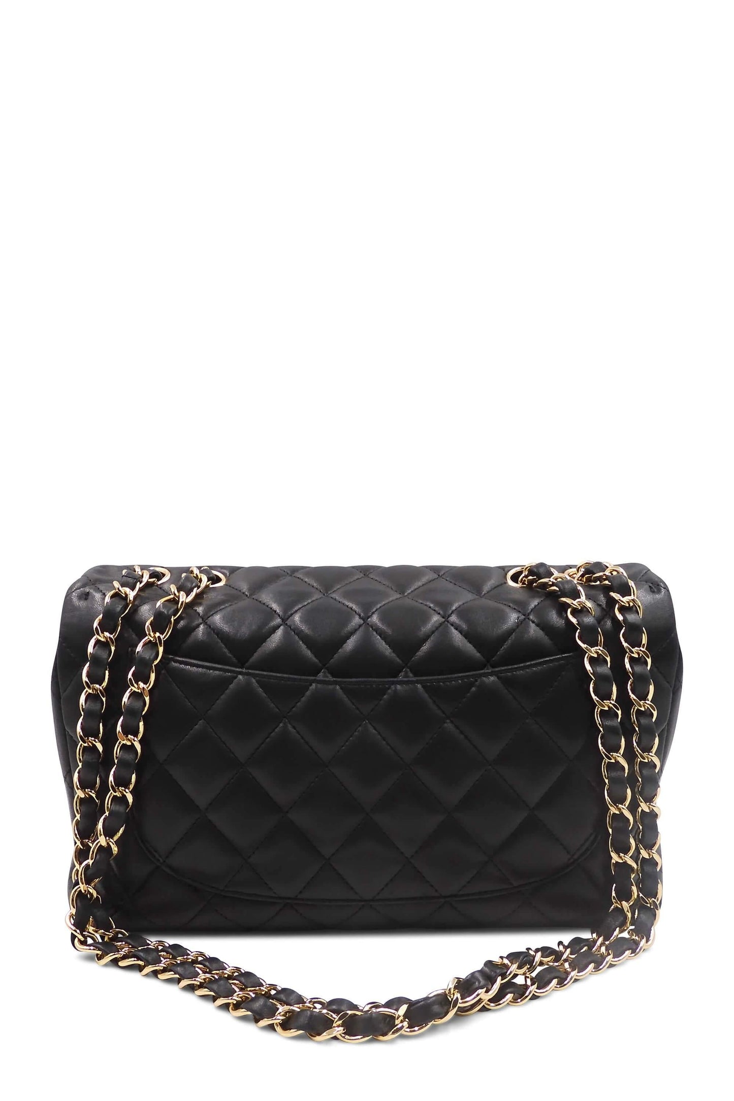 Quilted Lambskin Jumbo Classic SIngle Flap Bag with Gold Hardware Black
