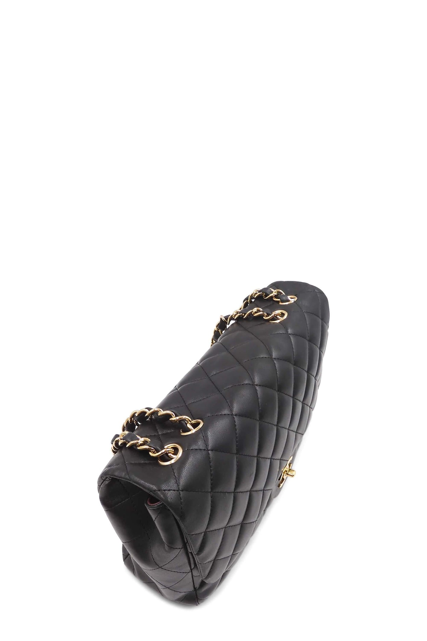 Quilted Lambskin Jumbo Classic SIngle Flap Bag with Gold Hardware Black