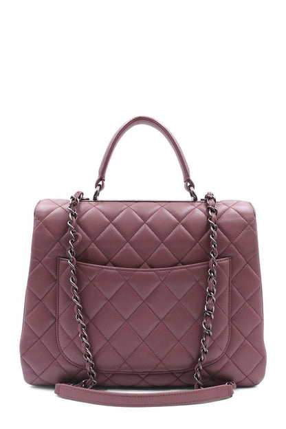 Quilted Lambskin Large Trendy CC Rosy Brown