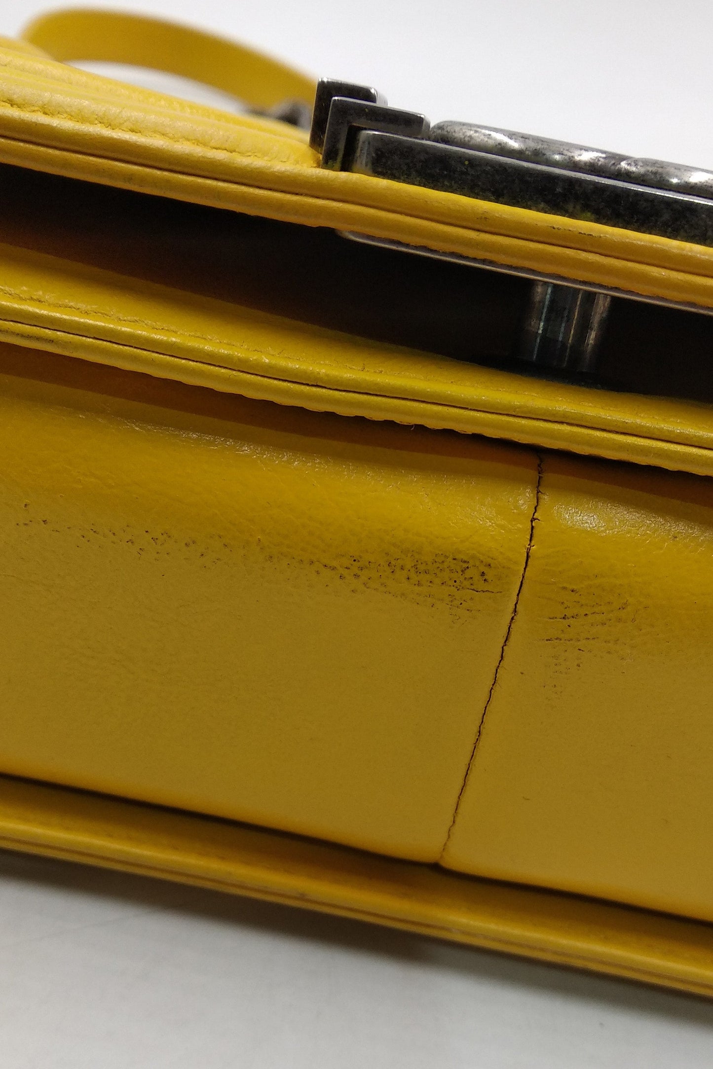 Quilted Lambskin Old Medium Boy in Ruthenium Hardware Yellow
