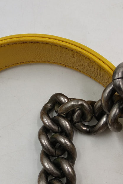Quilted Lambskin Old Medium Boy in Ruthenium Hardware Yellow