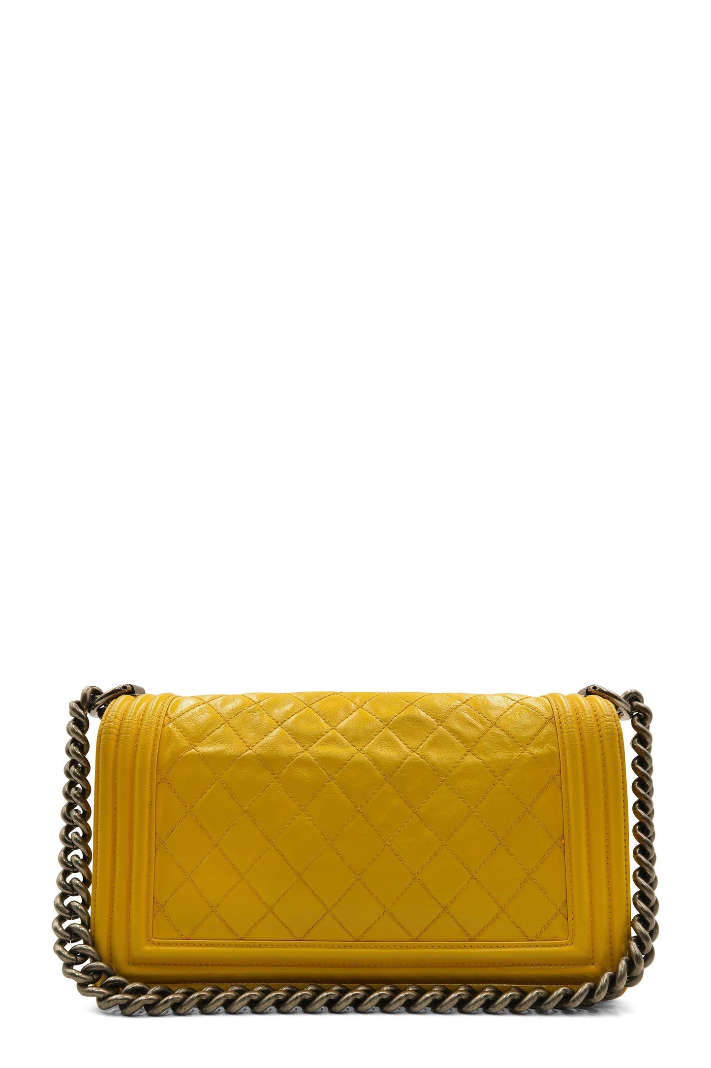Quilted Lambskin Old Medium Boy in Ruthenium Hardware Yellow