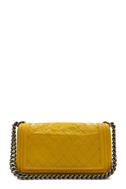 Quilted Lambskin Old Medium Boy in Ruthenium Hardware Yellow