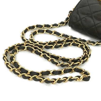 CHANEL Quilted Matelasse CC Logo Lambskin Chain Crossbody Bag