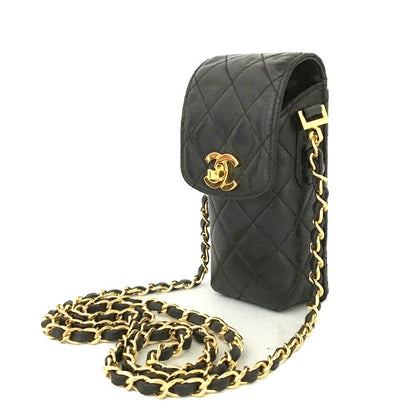 CHANEL Quilted Matelasse CC Logo Lambskin Chain Crossbody Bag