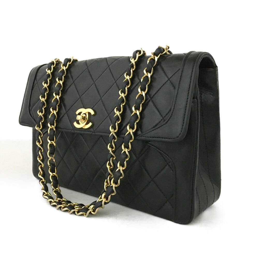 CHANEL Quilted Matelasse CC Logo Lambskin Chain Shoulder Bag