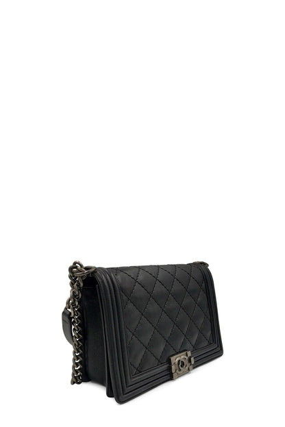 Quilted New Medium Boy Black with Ruthenium Hardware