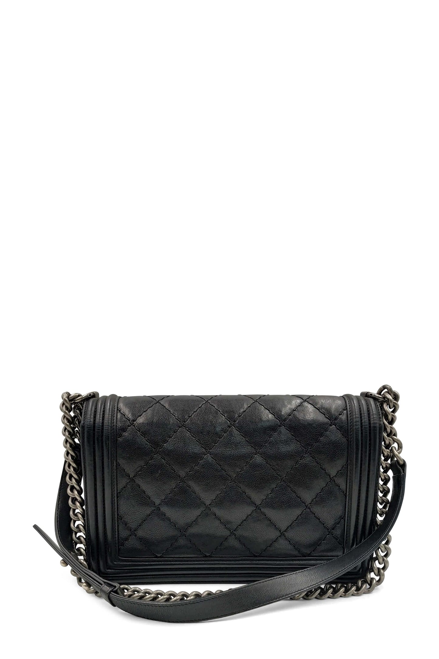 Quilted New Medium Boy Black with Ruthenium Hardware