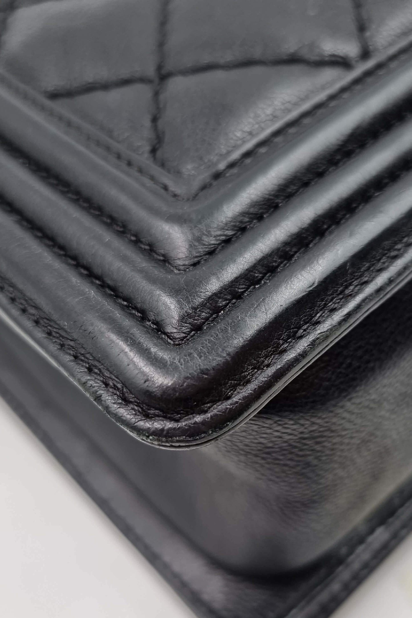 Quilted New Medium Boy Black with Ruthenium Hardware