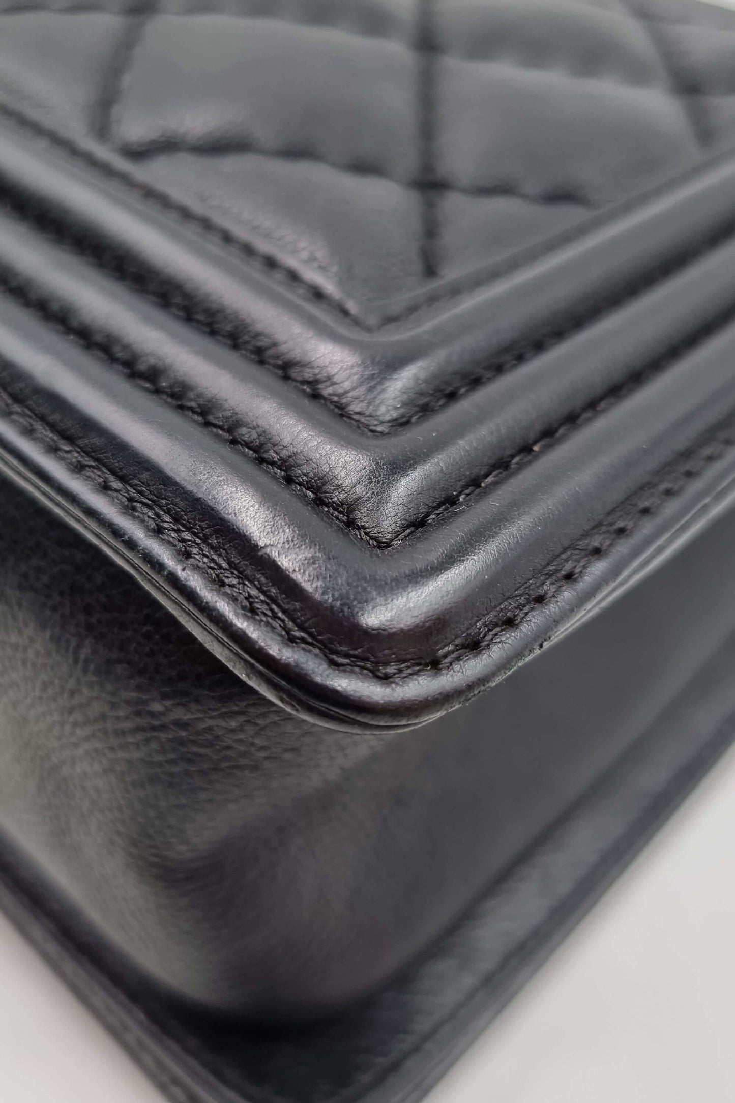 Quilted New Medium Boy Black with Ruthenium Hardware