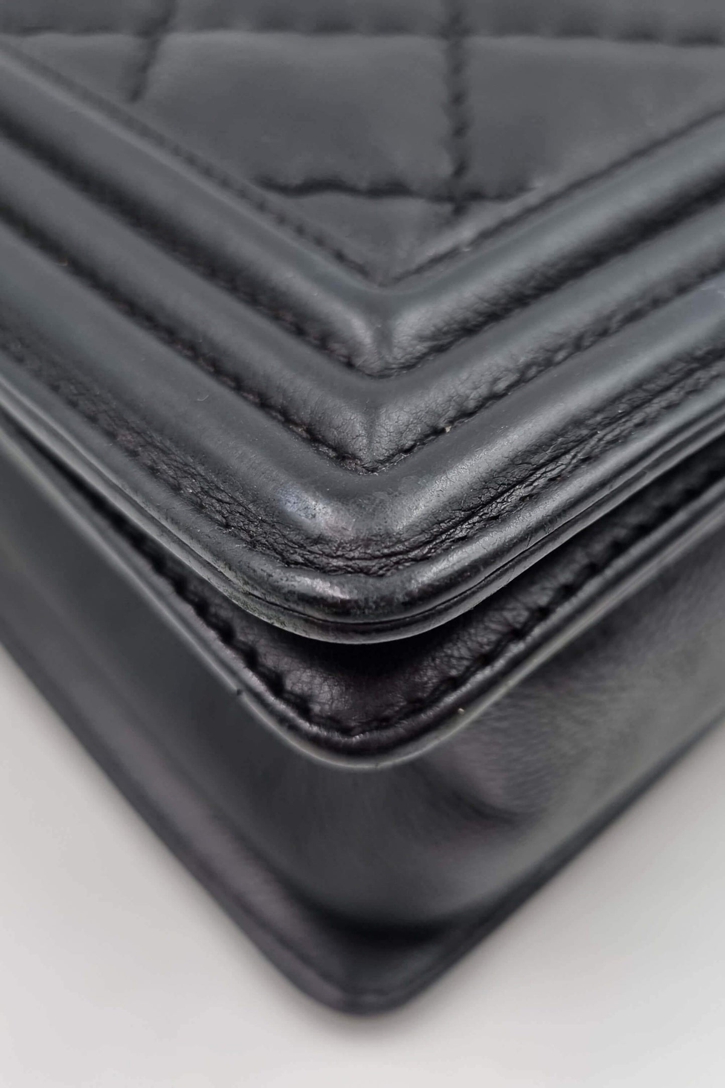 Quilted New Medium Boy Black with Ruthenium Hardware