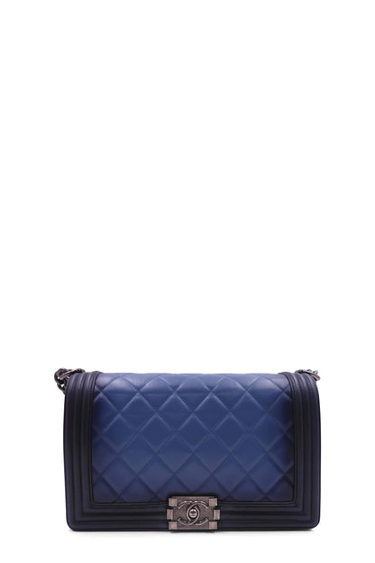 Quilted New Medium Ombre Boy with Ruthenium Hardware Blue