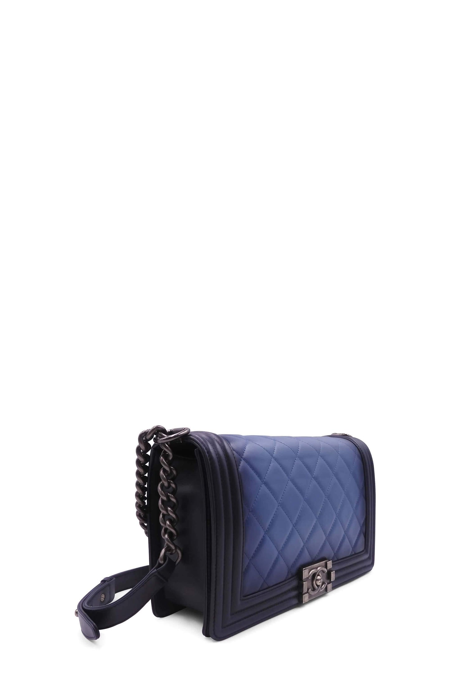 Quilted New Medium Ombre Boy with Ruthenium Hardware Blue