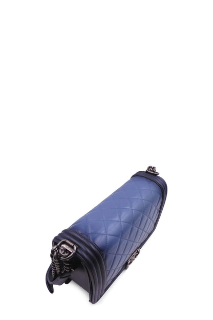 Quilted New Medium Ombre Boy with Ruthenium Hardware Blue