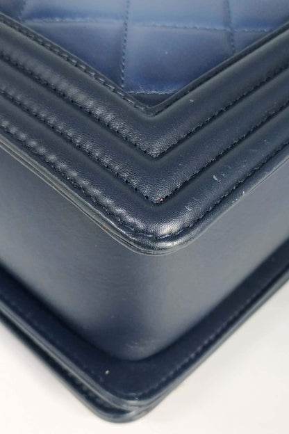 Quilted New Medium Ombre Boy with Ruthenium Hardware Blue